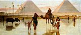 Arabs Crossing A Flooded Field By The Pyramids